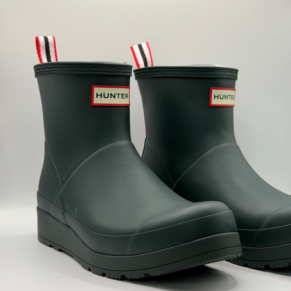 Hunter Original Comfort Play Short Waterproof Rain Boots Women's 7 Arctic Moss